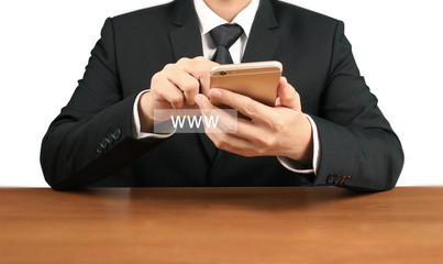 Businessman,hand holding smart phone