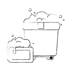 plastic pot with foam and bar soap