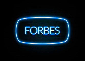 Forbes  - colorful Neon Sign on brickwall