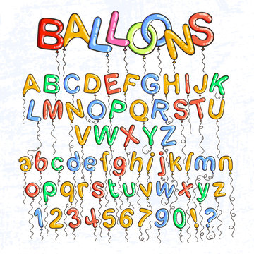 Cartoon bubble font. Bubble letters with glint.
