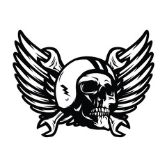 Skull ghodt rider road biker logo mascot design illustration
