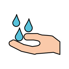 hand with water drop clean hygiene symbol