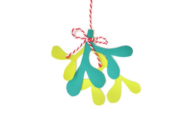 Mistletoe paper cut on white background - isolated