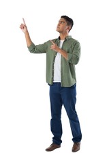 Man gesturing on white background