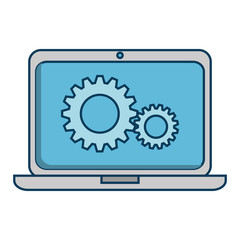laptop computer with gears