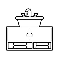 bathroom interior with sink vanity cabinet furniture vector illustration