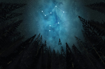Constellation Libra. Night sky. Stars. Horoscope.