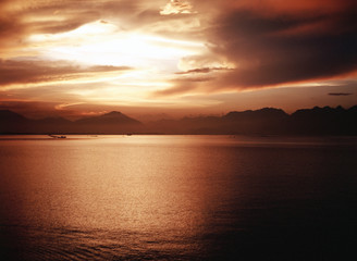A beautiful view of seascape and mountain in Saigon, Vietnam in autumn