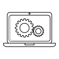 laptop computer with gears