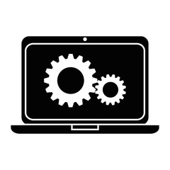laptop computer with gears