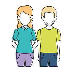 Obraz premium couple casual avatars characters