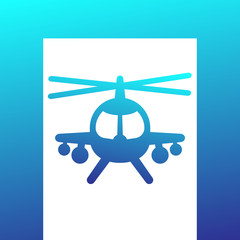 combat helicopter icon over white