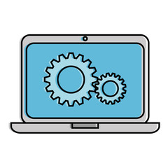 laptop computer with gears
