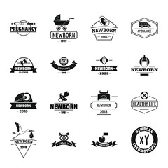 Newborn logo icons set, simple style