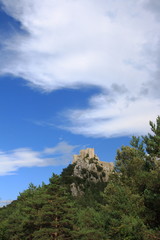 french castle of Puilarens in Aude, Occitanie in south of France