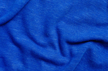 Texture of Crumpled Blue Fabric.