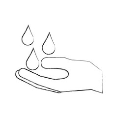 hand with water drop clean hygiene symbol vector illustration