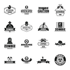 Zombie logo icons set, simple style