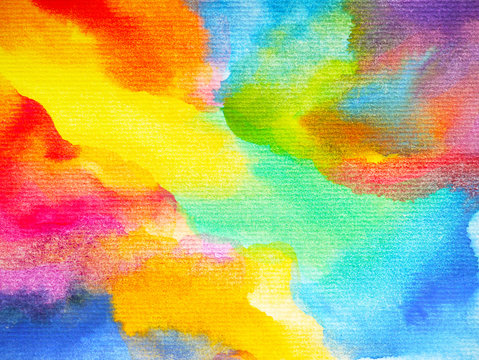 abstract art rainbow colorful watercolor painting background hand drawing