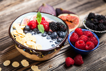 Delicious blueberry and fig yoghurt