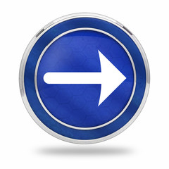 bouton flèche direction droite bleu