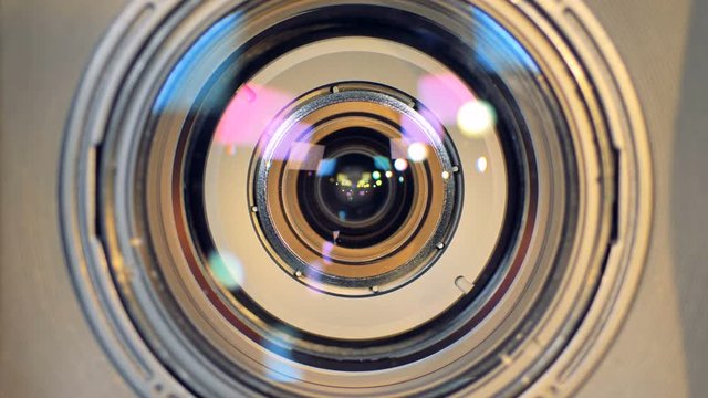 A macro view of a working camera lens. 