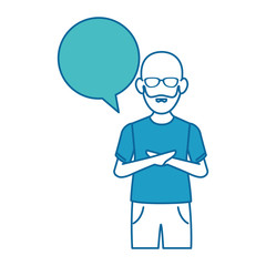 young man with speech bubble avatar character