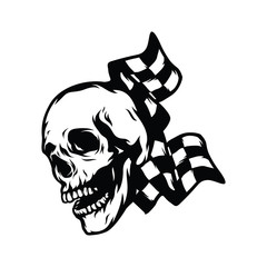 Skull ghodt rider road biker logo mascot design illustration