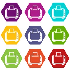 Toaster icon set color hexahedron