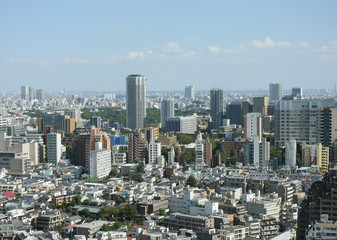 青空と雲・ 日本の東京都市景観（文京区や台東区方面などを望む）あ