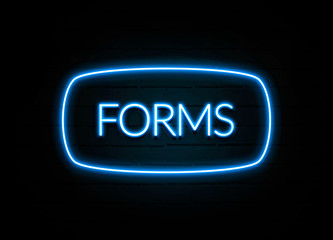 Forms  - colorful Neon Sign on brickwall