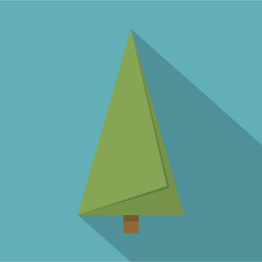 Origami fir tree icon, flat style