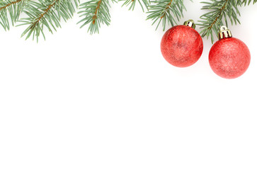 Red Christmas ornaments in the form of a heart