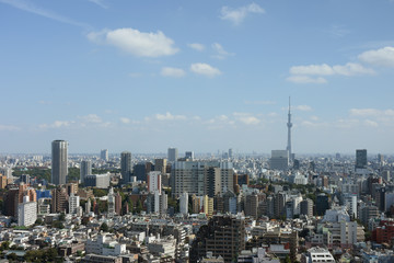  青空と雲・日本の東京都市景観（台東区や墨田区方面などを望む）