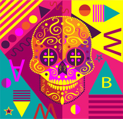 Colorful skull vector illustration background