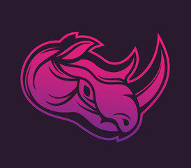 Rhino, vector outline of head, logo template, vector illustration