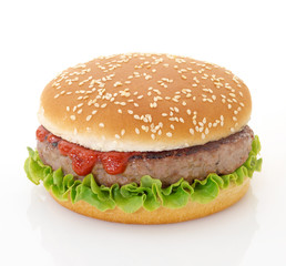 Hamburger classico con insalata e kechup