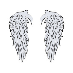 Wing. Pair of spread out eagle bird or angel wings