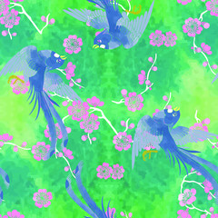 Birds on flowers