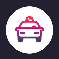 taxi car line icon isolated over white, vector illustration
