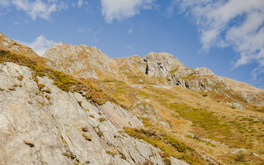 Fototapeta na wymiar Susten, Haslital, Berner Oberland, Alpen, Sustenpass, Bergstrasse, Sustenstrasse, Passstrasse, Herbst, Wanderweg, Schweiz
