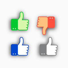 thumb up like and dislike icons set