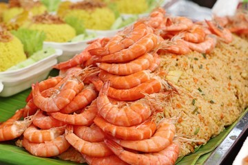 Shrimp fried rice in street food