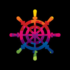 Obraz premium Ship steering wheel designed using grunge brush graphic vector.