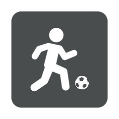 Fototapeta na wymiar Icono plano futbolista en cuadrado gris