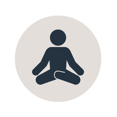 Icono plano hombre postura yoga en circulo gris