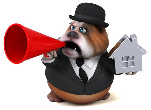 Fun bulldog - 3D Illustration