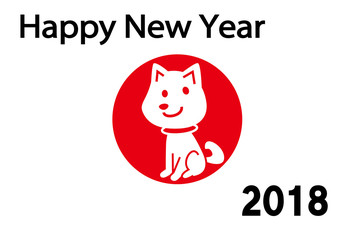 2018 Happy New Year　戌　日の丸　テンプレート