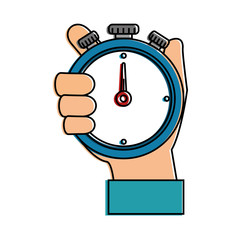 hand human with chronometer timer isolated icon