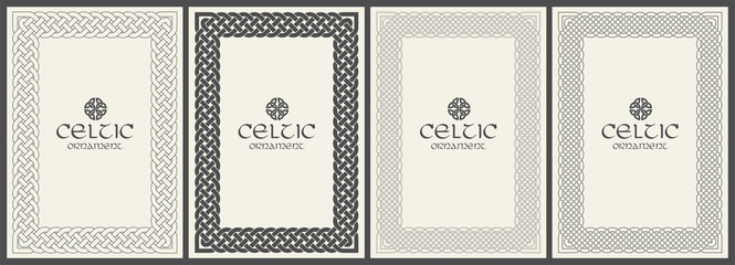Celtic knot braided frame border ornament. A4 size